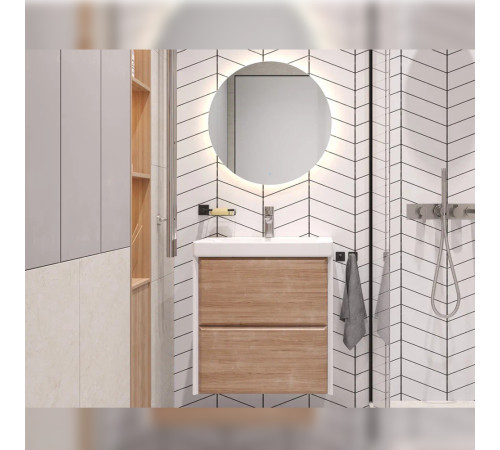 Тумба с раковиной подвесная Velvex Gesso tp.GES.9696.60.2Y белый матовый/дуб сонома, 60 см