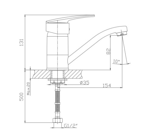 Смеситель для кухни Haiba HB4506-2, хром