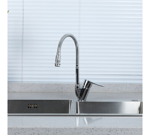 Смеситель для кухни с гибким изливом FRUD R43101, хром
