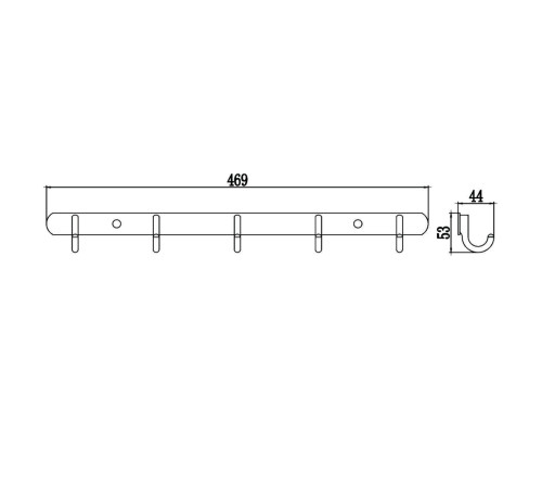 Планка с крючками Savol S-001255, хром