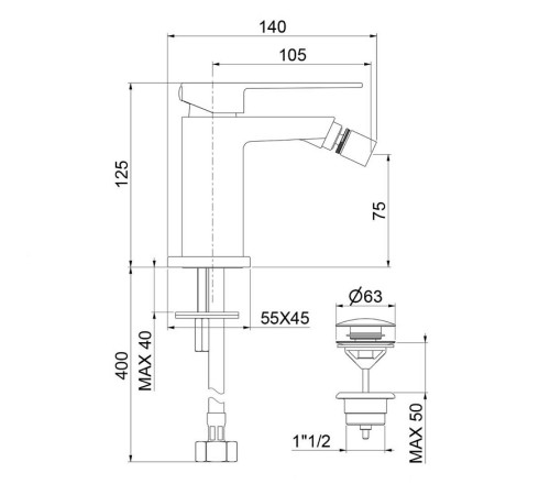 Смеситель для биде Webert Pegaso PE840102740, белый