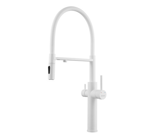 Смеситель для кухни с гибким изливом и подключением фильтра Shevanik S478C, белый