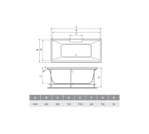 Ванна акриловая Relisan EcoPlus Дунай Гл000026740, 180х80