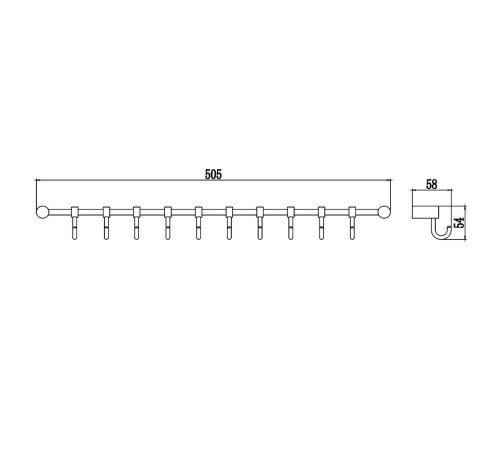 Планка с крючками Savol S-006210, хром