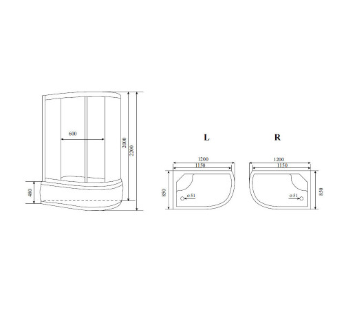 Душевая кабина Timo Lux T-7720R, 120x85x220