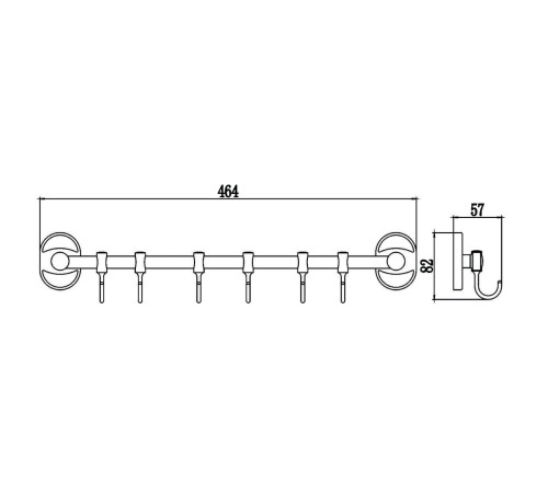 Планка с крючками Savol S-008206, хром
