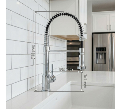 Смеситель для кухни с гибким изливом BRAVAT F7801932CP-SW, хром
