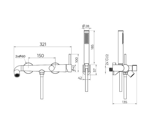 Смеситель для ванны Knotlor SS-32/RB, бронза