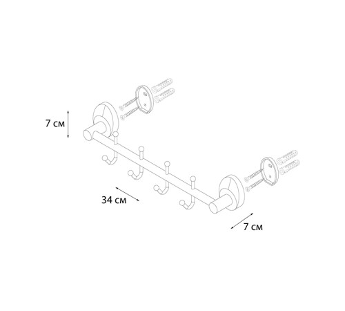 Планка с четырьмя крючками FIXSEN EUROPA FX-21805-4, хром