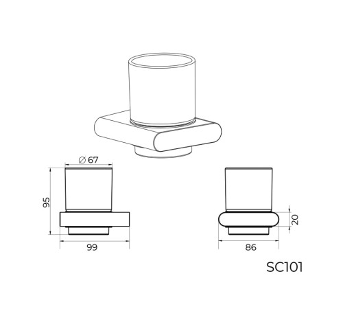 Стакан для ванной комнаты Knotlor SC101GM, оружейная сталь