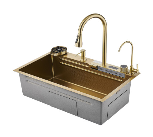 Многофункциональная кухонная мойка Savol S-SC002C, матовое золото