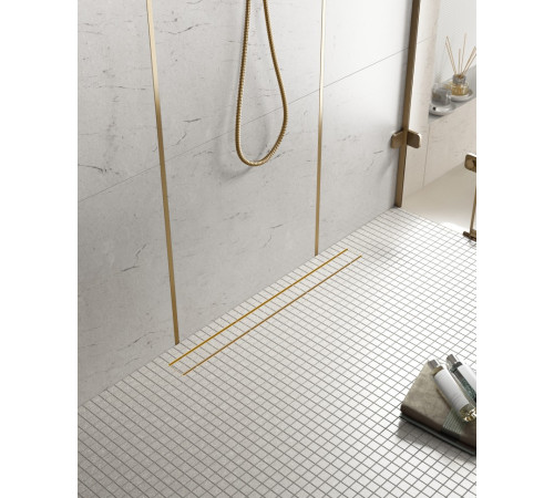 Душевой лоток (двухсторонняя решетка) TIMO Drain System DS230206/17, матовое золото