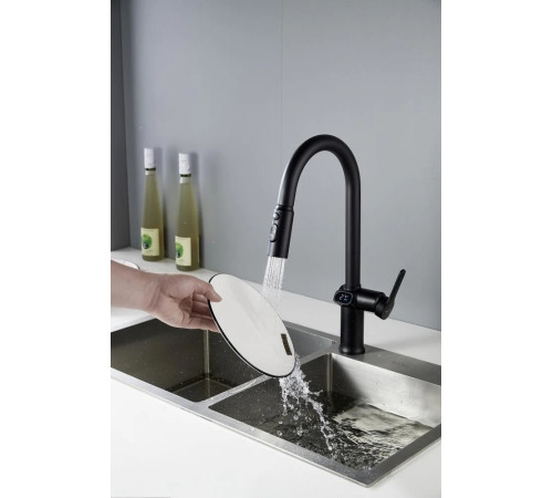 Смеситель для кухни с индикатором температуры Knotlor KN-100/BL, черный