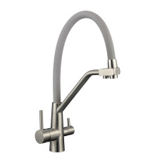 Смеситель для кухни с подключением фильтра воды Fmark FS0662-XL04, сатин/серый