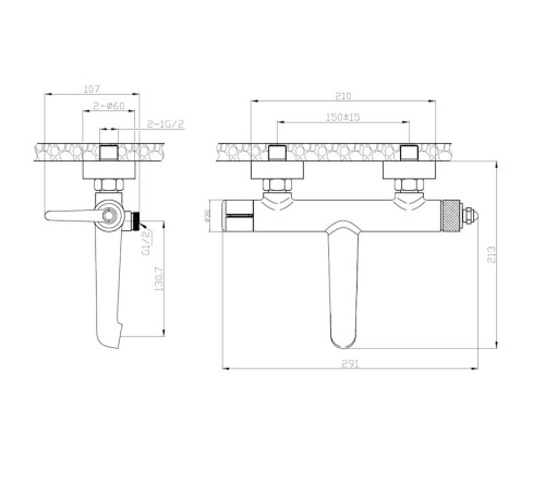 Смеситель для ванны ESKO BG54GM, оружейная сталь