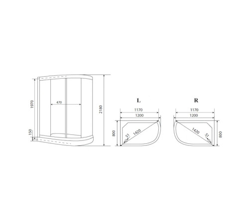 Душевая кабина Timo Eco TE-0702R, 120x80x215