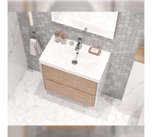 Тумба под раковину подвесная Velvex Gesso tp.GES.9696.70.2Y белый матовый/дуб сонома, 70 см