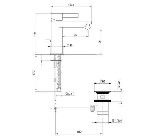 Смеситель для биде Webert DoReMi DR840102560, черный