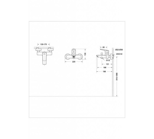 Смеситель для ванны Bravat REAL F6121179CP-01, хром