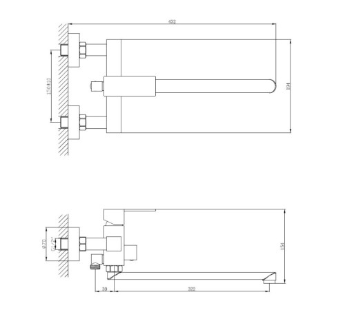 Смеситель для ванны Haiba HB22803-7, черный