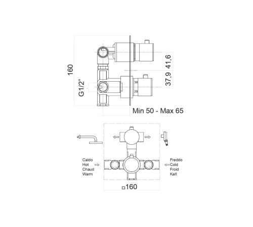 Смеситель для душа Fiore X-TERMO 31CR0993, хром