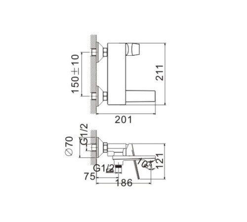 Смеситель для ванны BELZ B60533, хром