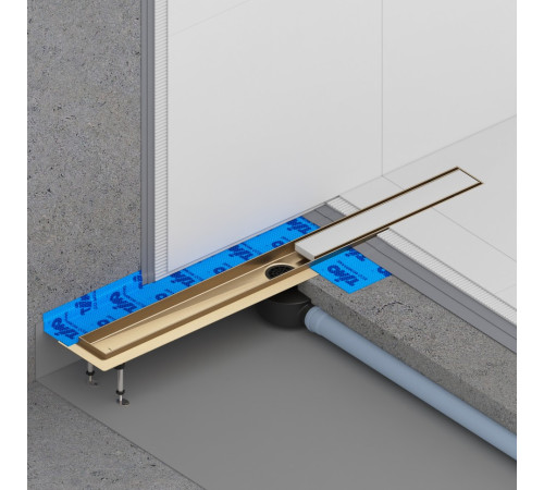 Душевой лоток (двухсторонняя решетка) TIMO Drain System DS230206/17, матовое золото