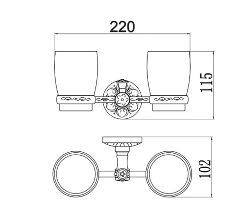 Стакан для ванной комнаты двойной Savol S-005868B, золото