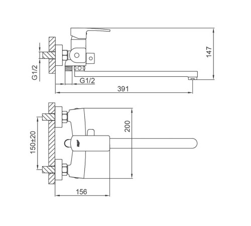 Смеситель для ванны FRUD R22151, хром