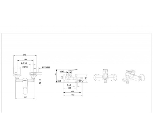 Смеситель для ванны Bravat Rhein F6429564CP-01-ENG, хром