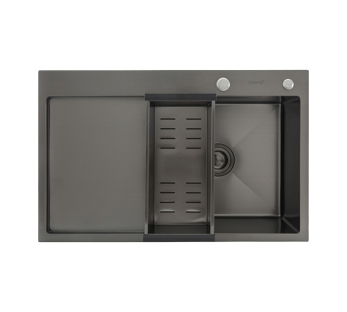 Кухонная мойка с коландером GAPPO GS7850-6R, графит