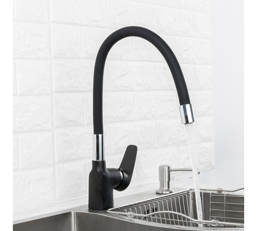 Смеситель для кухни с гибким изливом FRAP F4453-04, черный