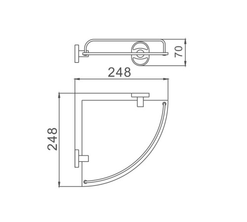 Полка стеклянная угловая Haiba HB1921-1, хром