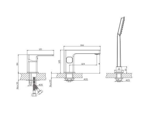 Смеситель на борт ванны Haiba HB80615, хром