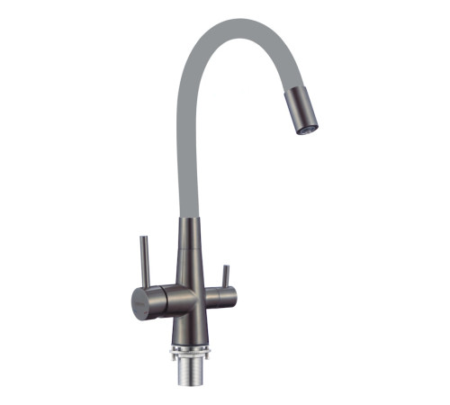 Смеситель для кухни с подключением фильтра воды Fmark FS1062-Q04, графит/серый