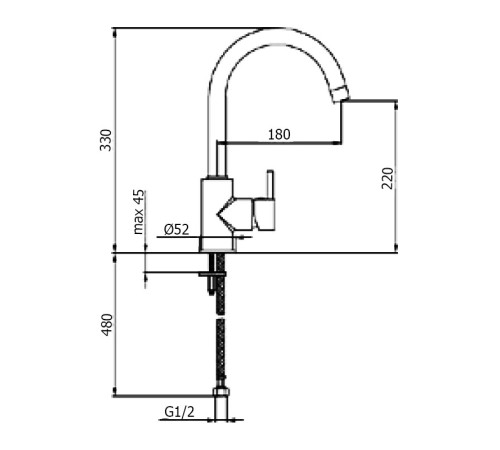 Смеситель для кухни Webert Yen YN920302724, черный/антрацит