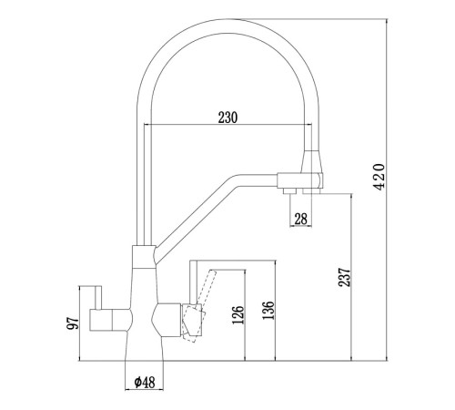 Смеситель для кухни с подключением фильтра воды Fmark FS0662-H, черный