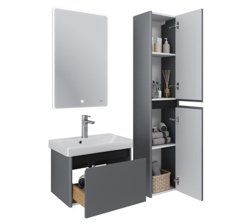 Тумба с раковиной подвесная Dreja Luxury 55 см, серый базальт