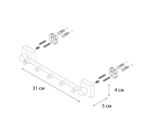Планка с пятью крючками FIXSEN KVADRO FX-61305-5, хром