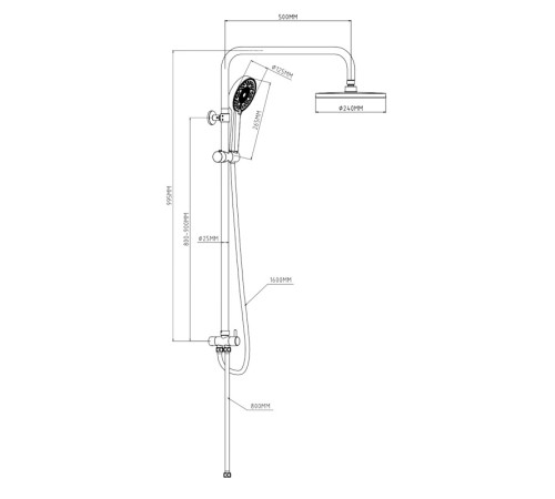 Душевой гарнитур Esko ST950N, хром