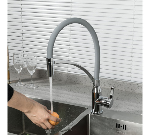 Смеситель для кухни с гибким изливом FRAP F4552, хром