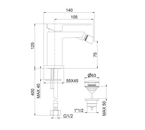 Смеситель для биде Fiore KUBE 100BB8535, белый