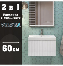 Тумба с раковиной подвесная Velvex Compo tp.COM.9696.60.1Y белый глянец, 60 см