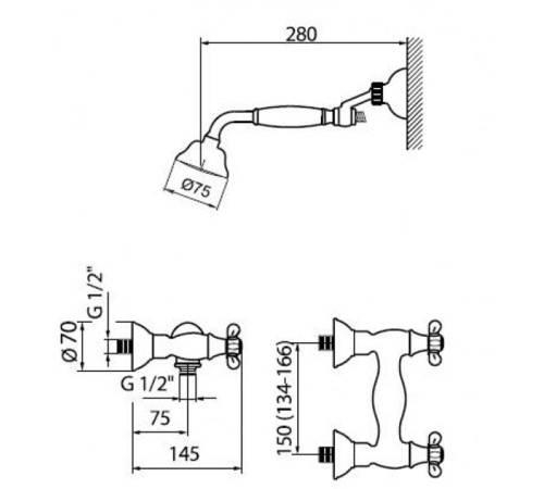 Смеситель для душа Webert Ottocento OT760101065, бронза