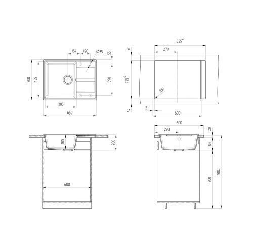 Кухонная мойка Ulgran Quartz Prima 650-10, песок