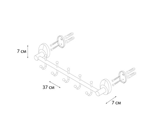 Планка с пятью крючками FIXSEN EUROPA FX-21805-5, хром