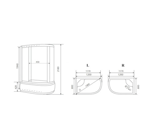 Душевая кабина Timo Eco TE-0720R, 120x80x218