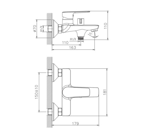 Смеситель для ванны Haiba HB60563, хром