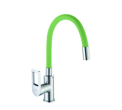 Смеситель для кухни с гибким изливом D-Lin D155308-5, хром/зеленый