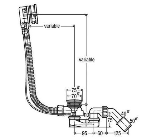 Слив-перелив (автомат) Grocenberg GB230W, белый